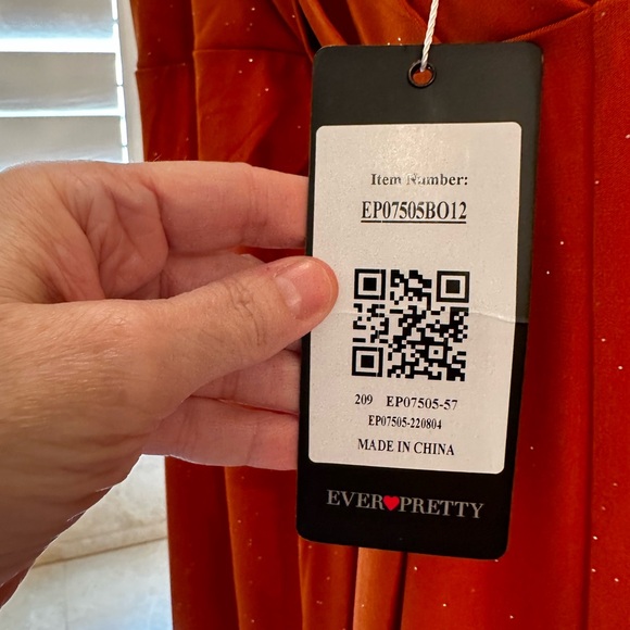 EVER pretty Orange gown with silver accents NWT US12 - Picture 5 of 7